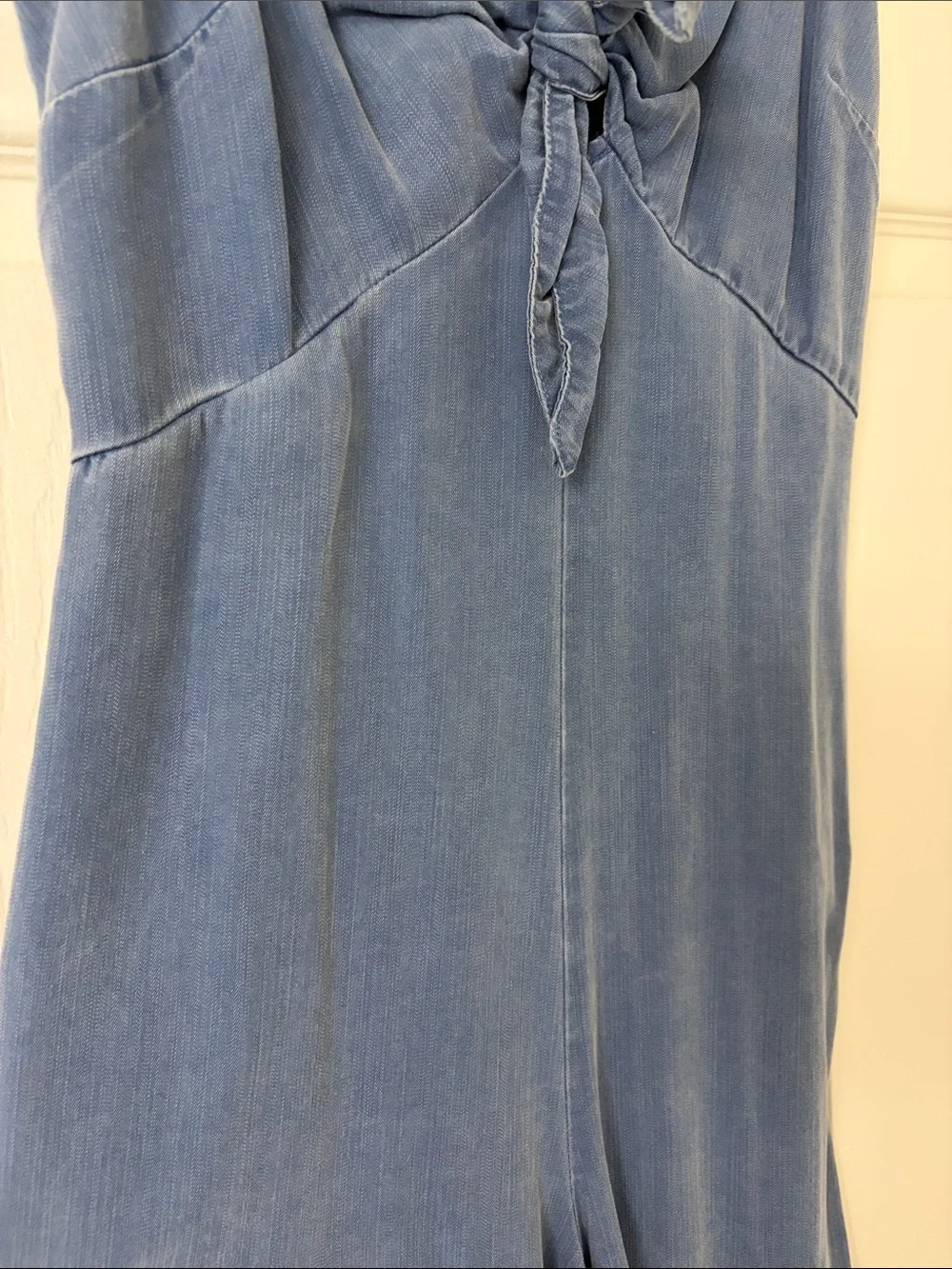Old Navy Light Blue Tie-Front Spaghetti Strap Jumpsuit